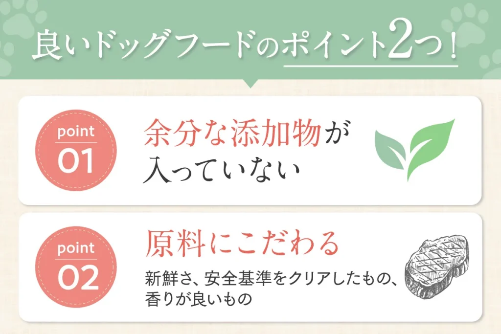 良いドッグフードのポイント2つ